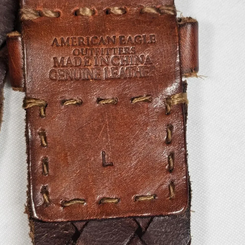 American Eagle Vintage Bohemian Braided Leather Belt Men's Size L, 45